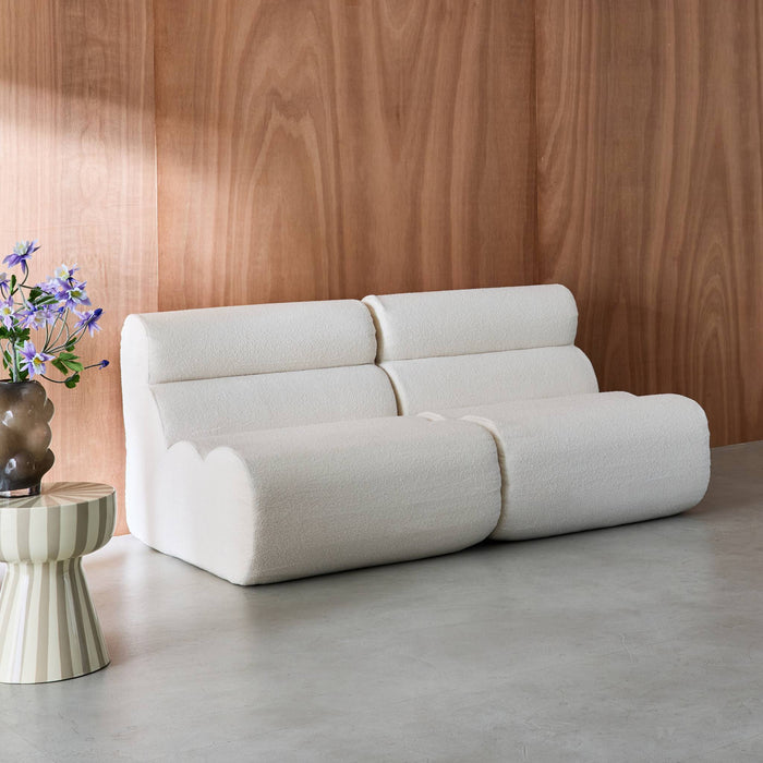 sweeek - Stoffen fauteuils getextureerde bouclé 1 zitplaats (set van