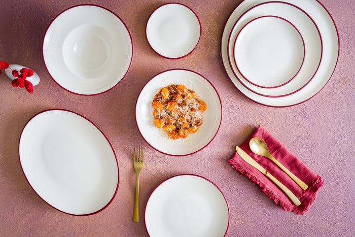 Bonna Bordenset - Linea Burgundy - 24delig - 6 persoons - Porselein