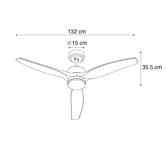 QAZQA Smart plafondventilator wit met hout print 132cm incl. LED