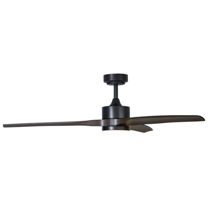 QAZQA Plafondventilator zwart met hout print 132cm incl. LED dimbaar