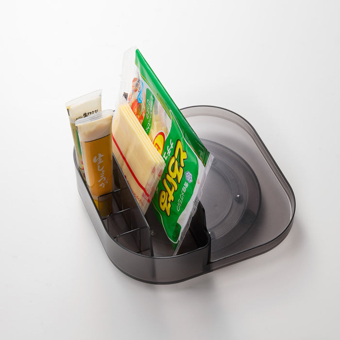 Yamazaki Tower Opbergbakje draaibaar met compartimenten smal - Zwart