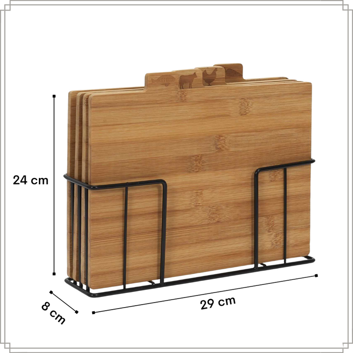 OTIX Snijplankenset set van 3 met Houder Set van 4 Bamboe Houten Sn...