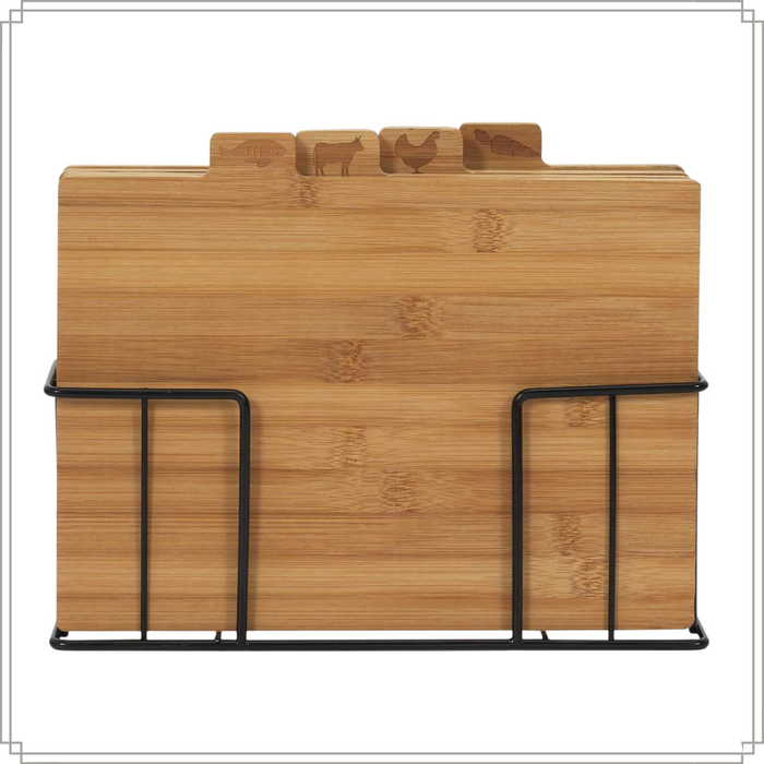 OTIX Snijplankenset set van 3 met Houder Set van 4 Bamboe Houten Sn...