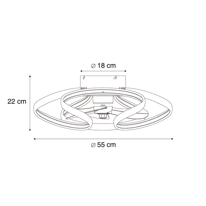 QAZQA Plafondventilator messing 55cm incl. LED dimbaar met