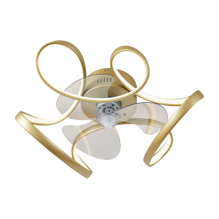 QAZQA Plafondventilator messing 55cm incl. LED dimbaar met