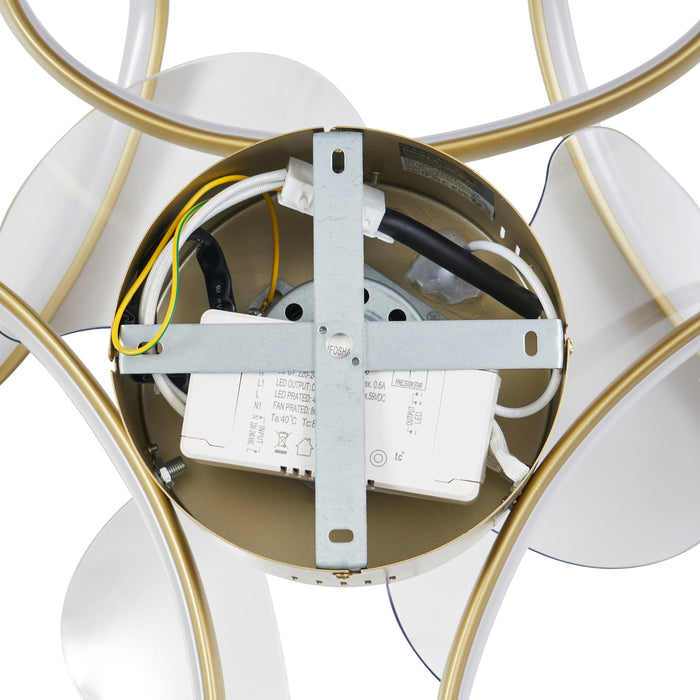 QAZQA Plafondventilator messing 55cm incl. LED dimbaar met