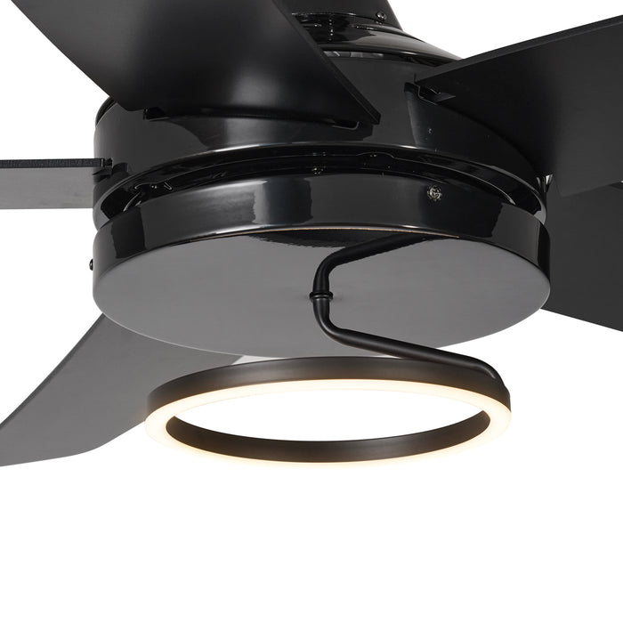 QAZQA Plafondventilator zwart 132cm incl. LED met afstandbediening -