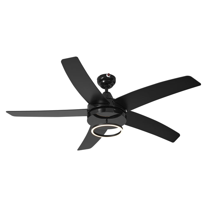 QAZQA Plafondventilator zwart 132cm incl. LED met afstandbediening -