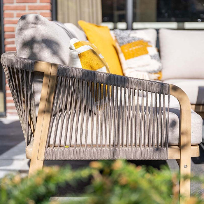 Santos lounge-diningset - 5-dlg.-links -acaciahout met white wash-sand