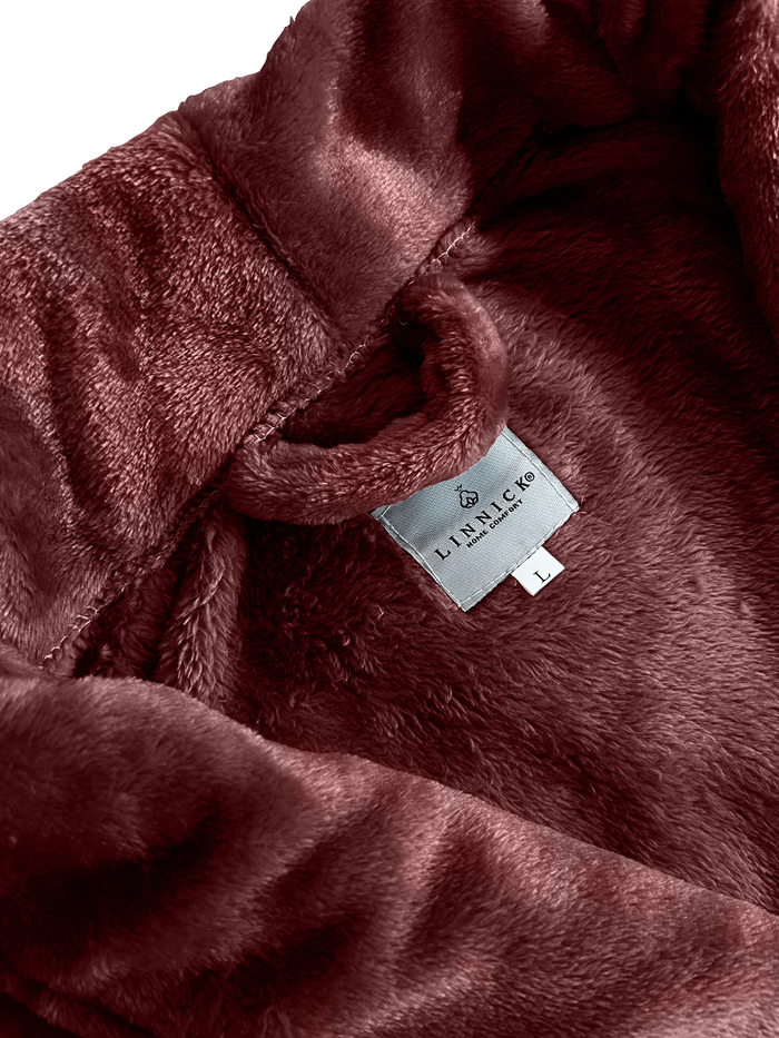 LINNICK Flanel Fleece Badjas Uni - bordeaux