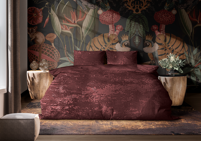 Eleganzzz Dekbedovertrek 3D Embossed Velvet Wave - bordeaux