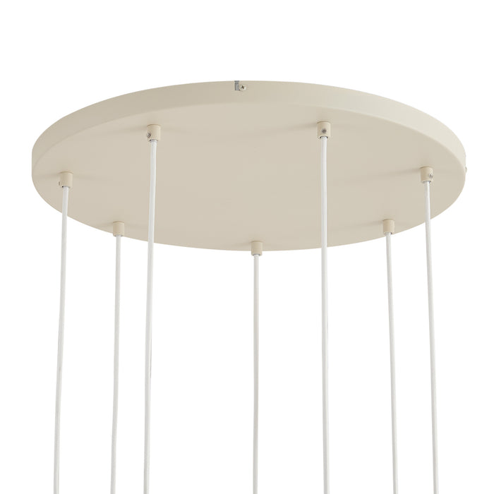 QAZQA Art Deco hanglamp beige met wit glas 7-lichts - Sandra