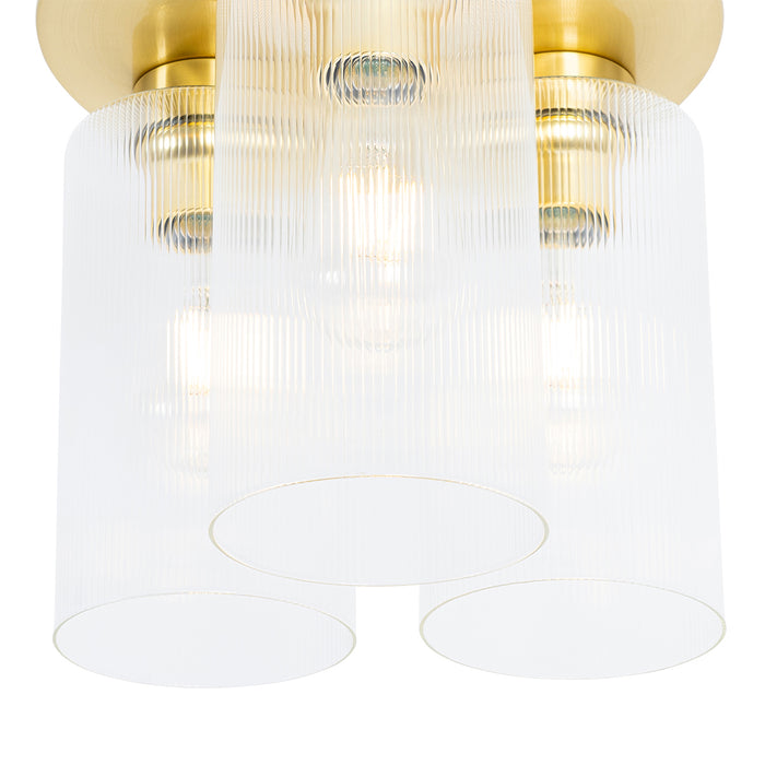 QAZQA Art Deco plafondlamp goud met glas 3-lichts - Laura