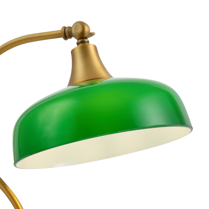 QAZQA Klassieke tafellamp brons met groen opaal glas - Clerk