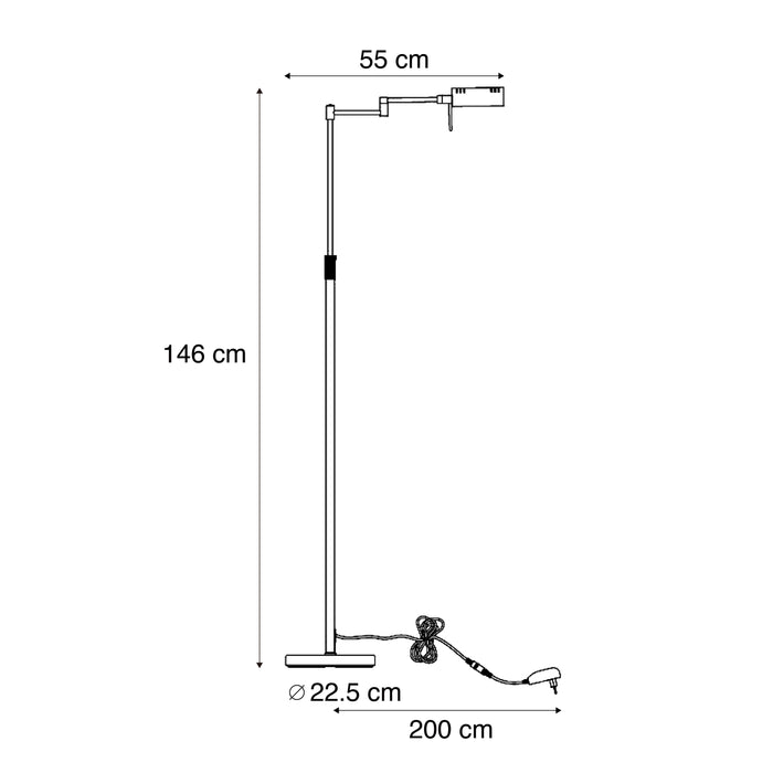QAZQA Design vloerlamp donker brons incl. LED met touch dimmer -