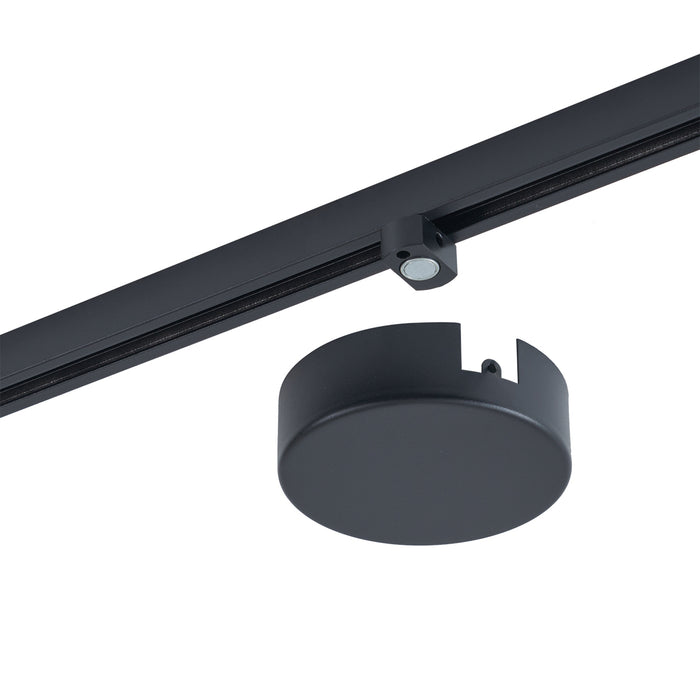 QAZQA Plafondplaat voor 1-fase rail zwart rond - Slimline