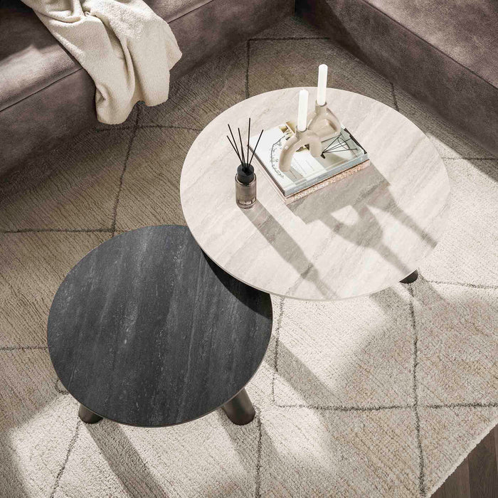 Giga Meubel - Salontafel Rond Zwart|Grijs - Set Van 2 - Twin