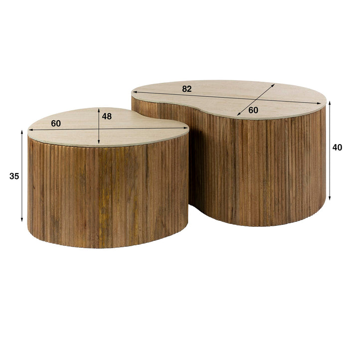 Giga Meubel - Salontafel Niervormig Beige|Hout - Set Van 2 - Nuovo