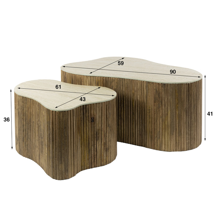 Giga Meubel - Salontafel Organisch Beige|Hout - Set Van 2 - Nuovo