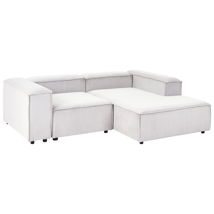 Beliani-ARDAL-Hoekbank met ottomaan-Off-white-Linkszijdig-Corduroy