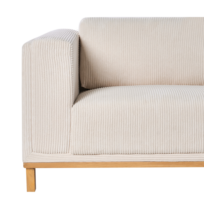 Beliani - VENG - Hoekbank 5-zits - Lichtbeige - Linkszijdig - Corduroy