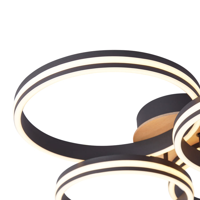 QAZQA Plafondlamp hout incl. LED 3-staps dimbaar 4-lichts - Navara