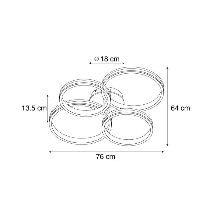 QAZQA Plafondlamp hout incl. LED 3-staps dimbaar 4-lichts - Navara