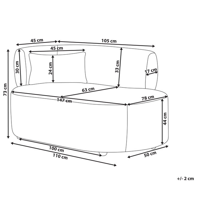 Beliani - VANVEY - Chaise longue - Blauw - Linkszijdig - Corduroy