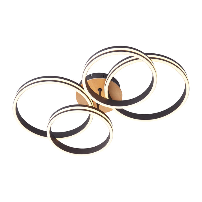 QAZQA Plafondlamp hout incl. LED 3-staps dimbaar 4-lichts - Navara