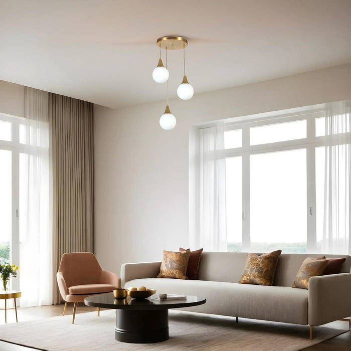 Giga Meubel - Hanglamp Wit|Goud - 3-Lichts - 30x30x70cm - Afra