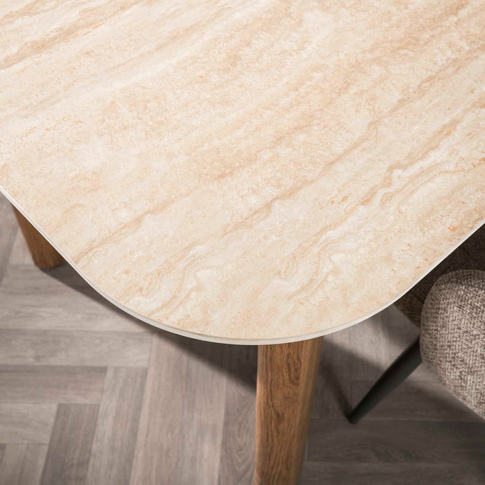Giga Meubel - Eettafel Romano Curvo 180cm Keramiek Travertin