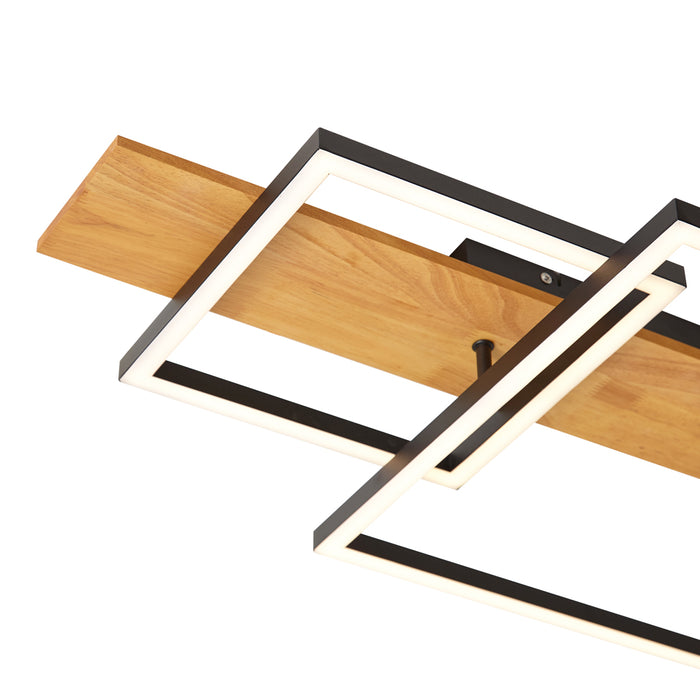 QAZQA Design plafondlamp zwart vierkant incl. LED 3-staps dimbaar