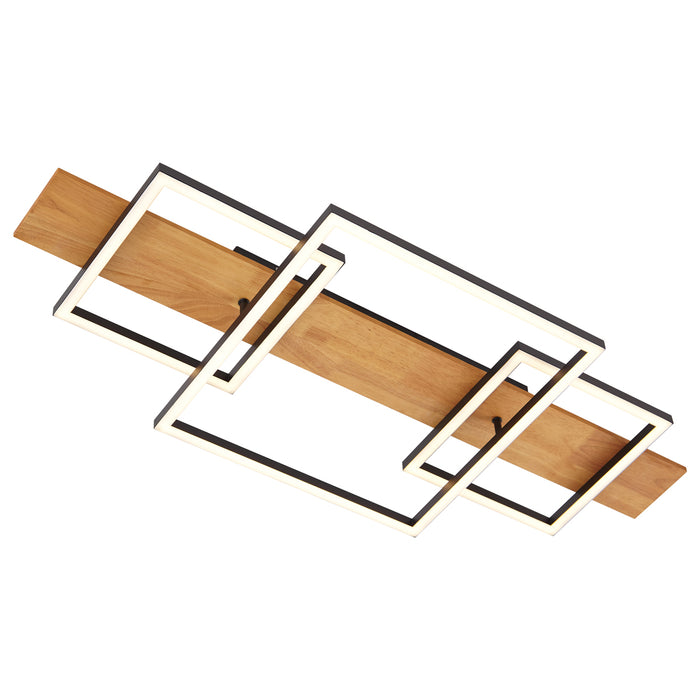 QAZQA Design plafondlamp zwart vierkant incl. LED 3-staps dimbaar