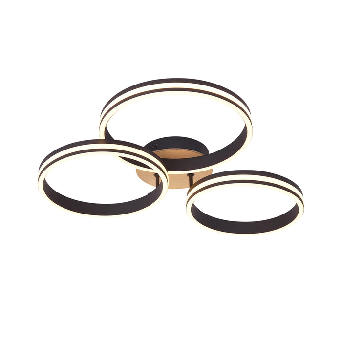 QAZQA Plafondlamp hout incl. LED 3-staps dimbaar 3-lichts - Navara