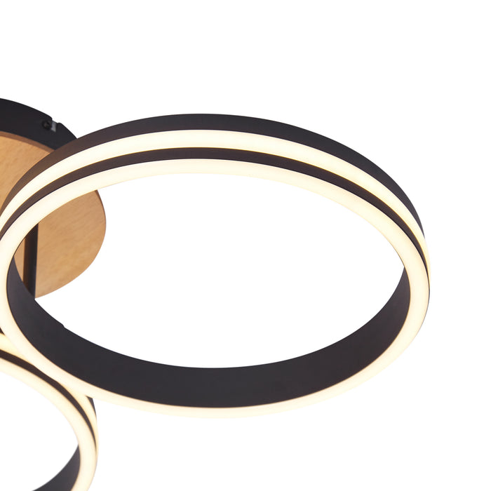 QAZQA Plafondlamp hout incl. LED 3-staps dimbaar 3-lichts - Navara