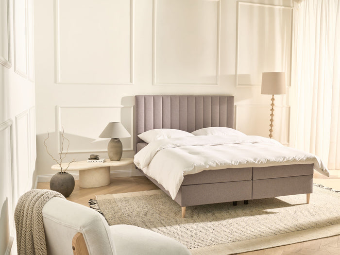 Beliani - OFFICER - Boxspringbed - Taupe - 160 x 200 cm - Polyester