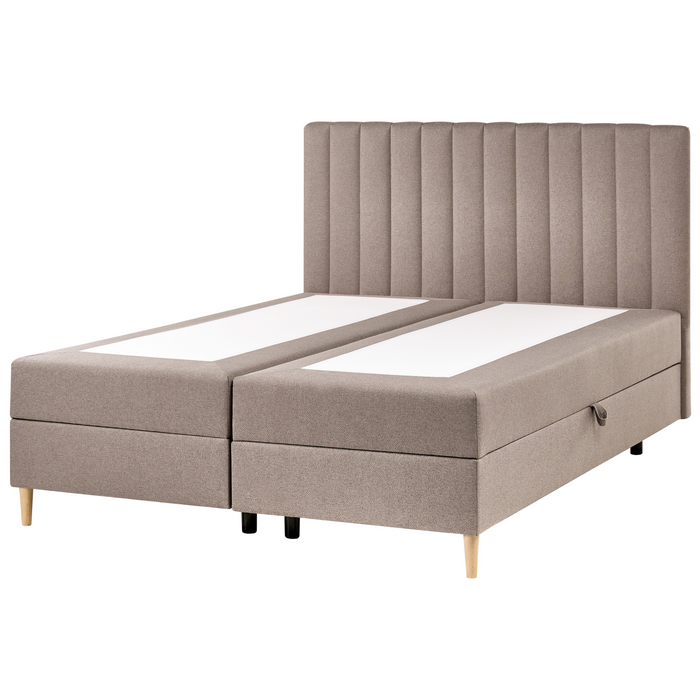 Beliani - OFFICER - Boxspringbed - Taupe - 160 x 200 cm - Polyester