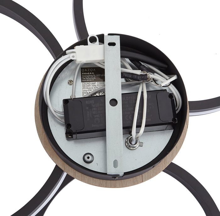 QAZQA Plafondlamp hout incl. LED 3-staps dimbaar 3-lichts - Navara