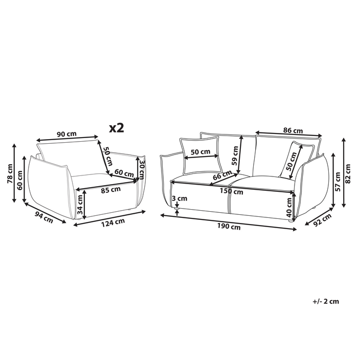 Beliani - KUNES - Woonkamerset - Taupe - Polyester