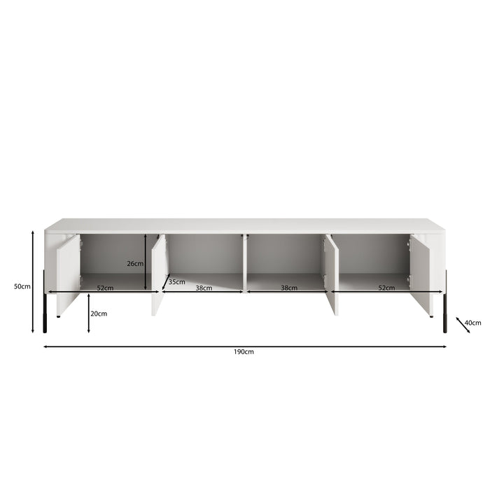 Meubella - Vivi - TV-Meubel - Wit - 190 cm
