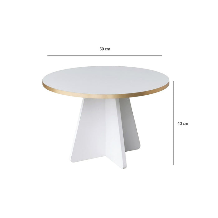 Giga Meubel - Salontafel Rond Wit|Goud - 60x60x40cm - Mushroom