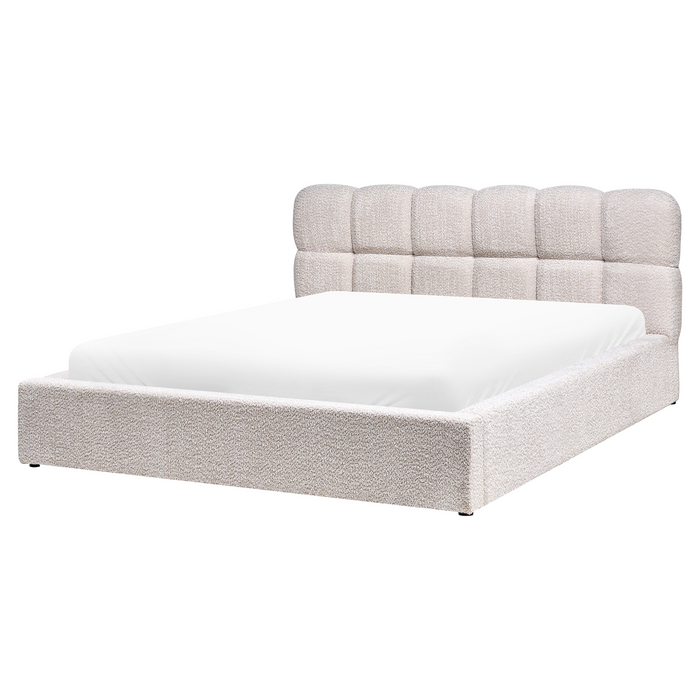 Beliani-BASTON-Bed met opbergruimte-Lichtbeige-160 x 200 cm-Bouclé