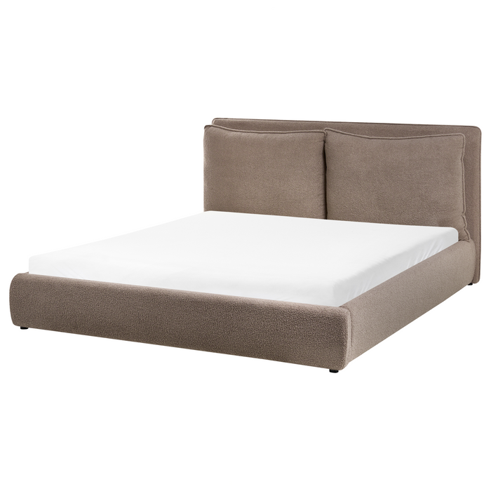 Beliani - BAJONNA - Tweepersoonsbed - Bruin - 160 x 200 cm - Bouclé