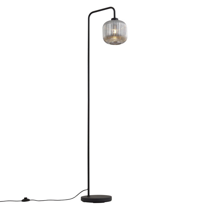 QAZQA Design vloerlamp zwart met smoke glas - Ana
