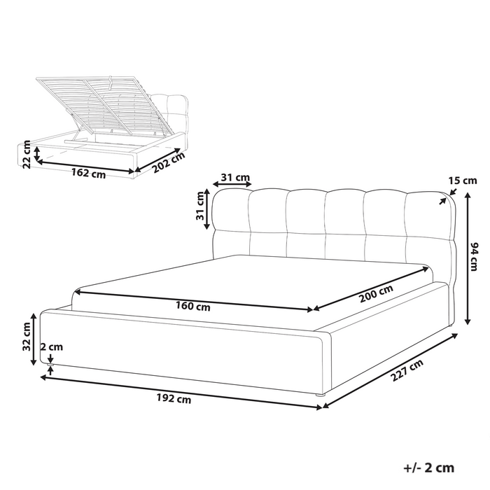 Beliani-BASTON-Bed met opbergruimte-Lichtbeige-160 x 200 cm-Bouclé