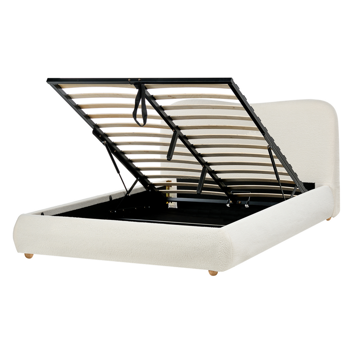 Beliani-BLAGNAC-Tweepersoonsbed-Off-white-140 x 200 cm-Bouclé