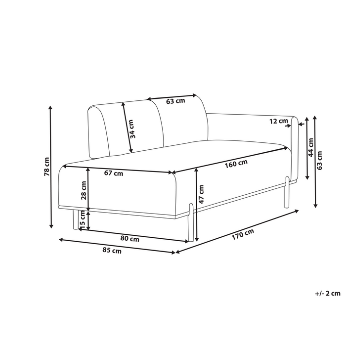 Beliani - SAVASSE - Chaise longue - Lichtbeige - Kunstlinnen