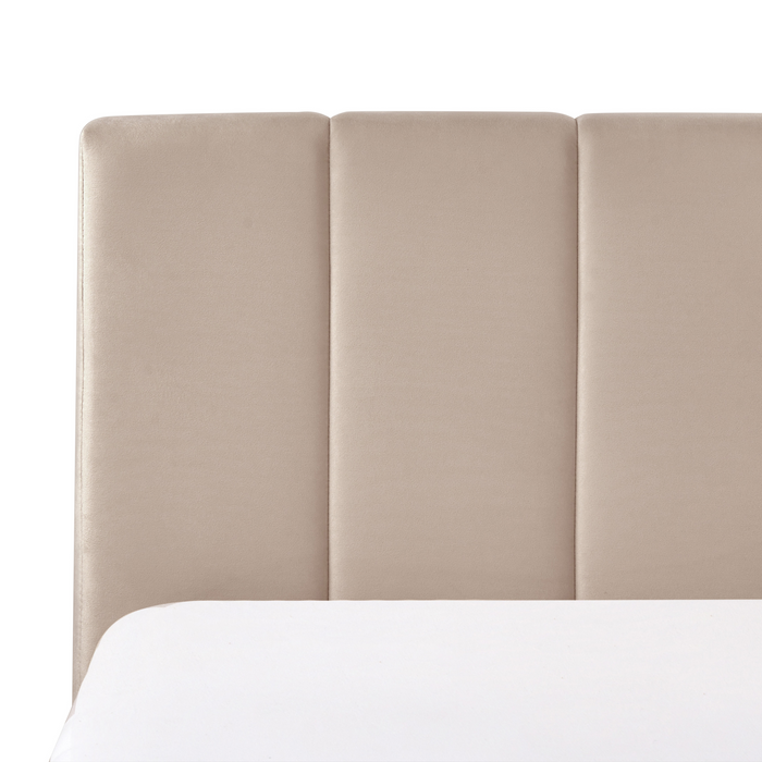 Beliani-DREUX-Bed met opbergruimte-Taupe-160 x 200 cm-Fluweel