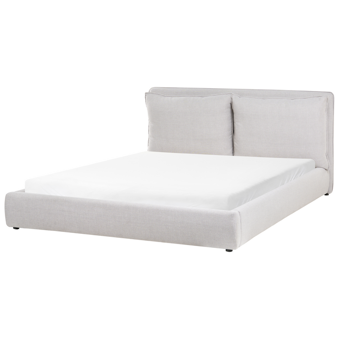 Beliani - BAJONNA - Tweepersoonsbed - Lichtgrijs - 180 x 200 cm - Stof
