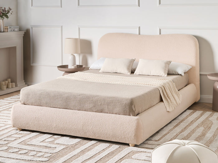 Beliani - BLAGNAC - Tweepersoonsbed - Lichtbeige - 140 x 200 cm - Stof